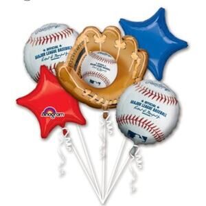 Anagram Baseball Balloon Bouquet – 5 Foil Balloons (Baseball Glove & Stars)